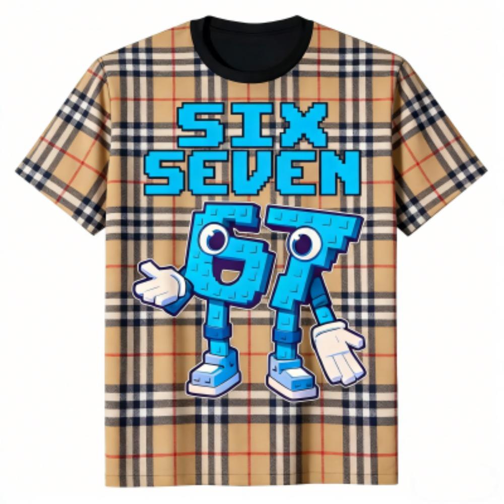 Fashion Kids T-Shirt 67 Six Seven Stripe Print Boy and Girl Tees Top Summer Short Sleeve O Neck Casual Outdoor Kids Clothing