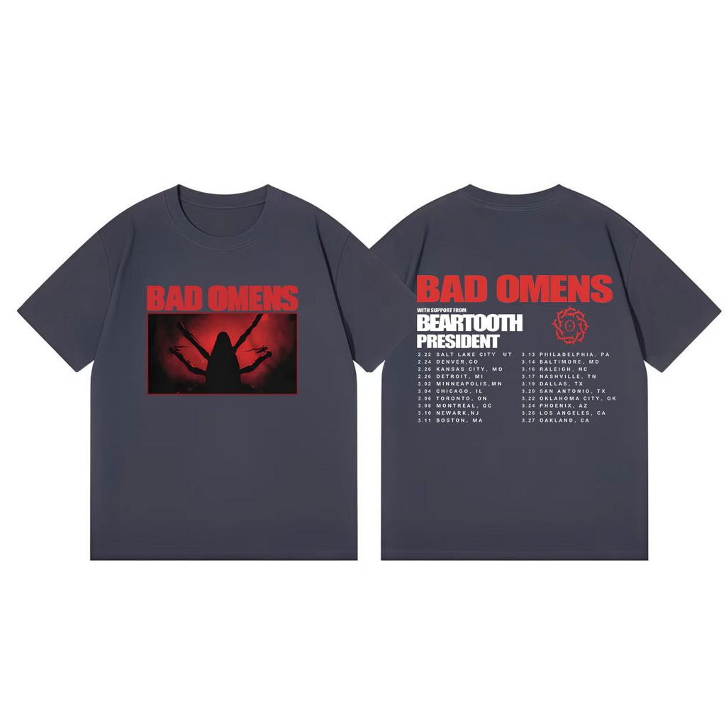 Bad Omens Tour 2026 Merch Tshirts Men Women Clothing Fashion Rock Tshirt Summer Casual Loose Short Sleeve Tshirts Streetwear