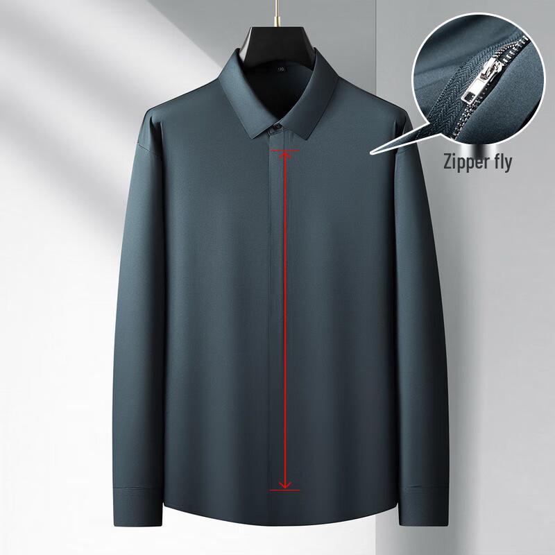 Мужская рубашка с длинным рукавом большого размера Dibinze со скрытой молнией, без складок