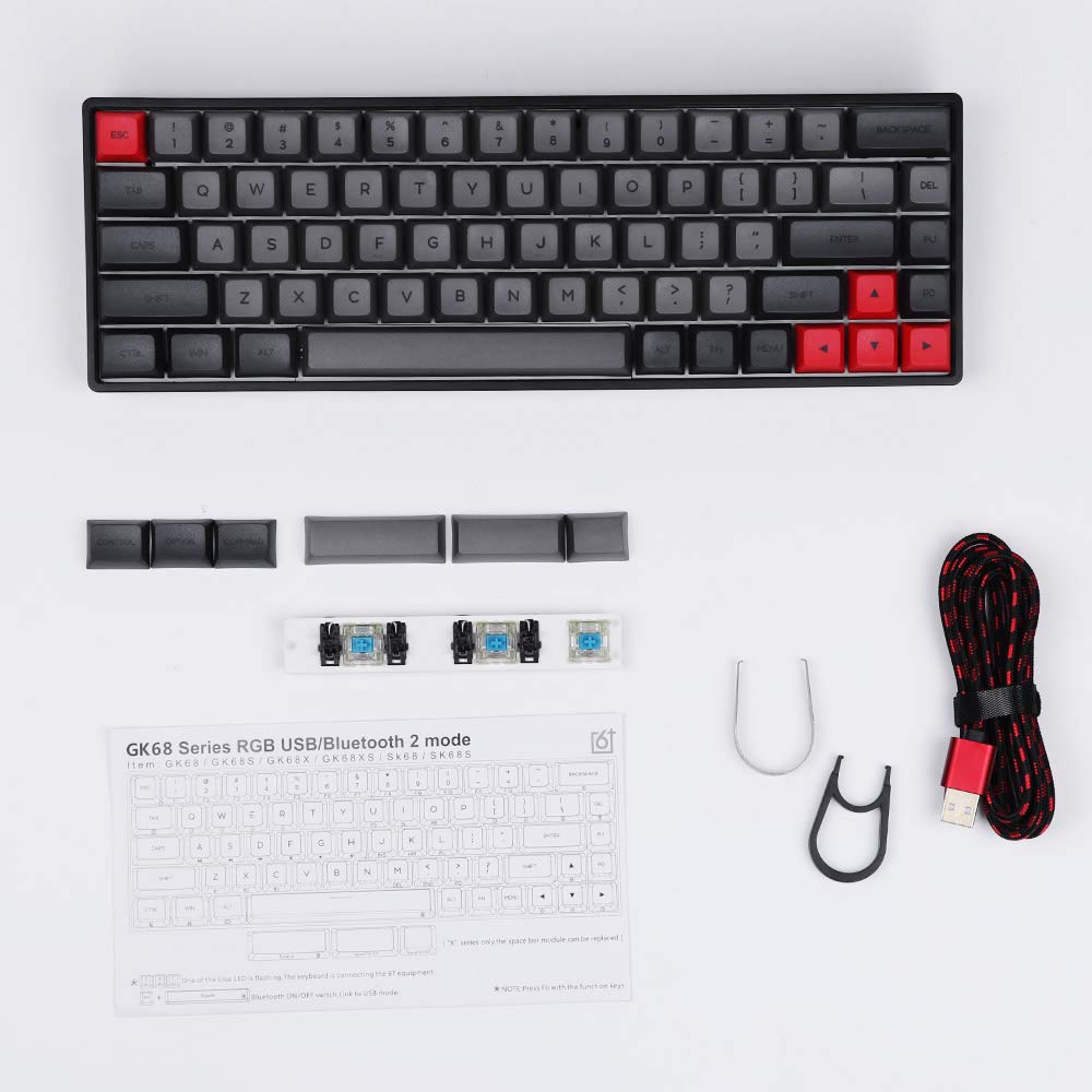 Механическая клавиатура EPOMAKER GK68X с 68 клавишами и горячей заменой RGB, с модулем разделенного пробела, колпачки клавиш PBT GSA с подложкой под краситель, 3Fn, программируемые макросы для коричневого и серого цветов