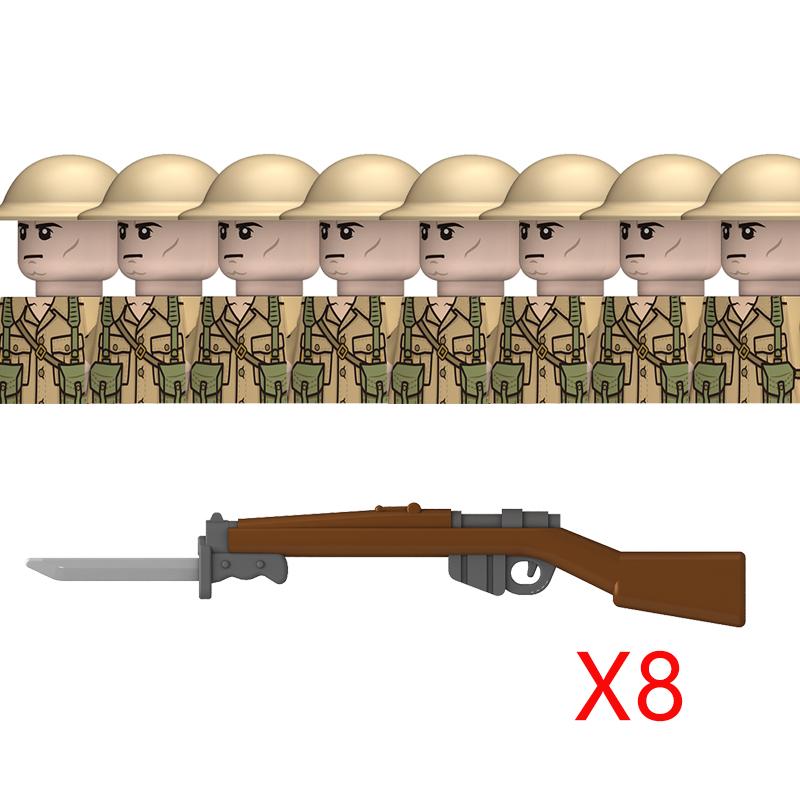 Нетоксичные Moc WW2 Британские Военные Солдаты Строительные Блоки Военно-Воздушные Силы Армия Пехота Шлемы Оружие Аксессуары для Оружия Кирпичи Игрушки Детский Подарок
