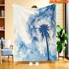 1pc 2D Flat Printing Spring And Summer New Arrival Blue Dandelion Watercolor Style Digital Print Blanket, All-Season Use, Casual Throw, 100% Polyester