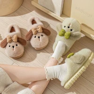 Модные осенне-зимние мультяшные милые тапочки 2025 унисекс домашняя хлопковая обувь женские мужские комнатные пушистые плюшевые теплые тапочки на платформе