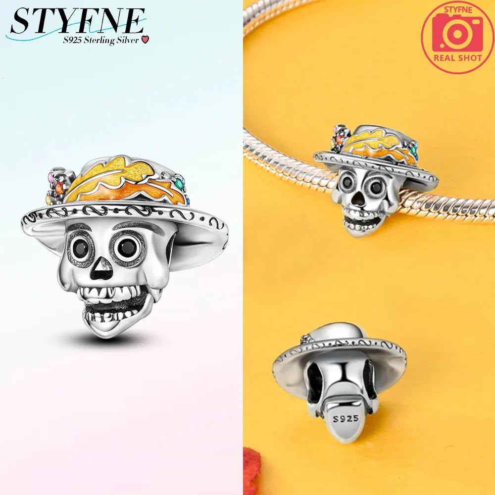 Anniversary Copper Halloween Series Charms Luminous Skull Lil Ghost Beads Fit Original Bracelet Women Fine Jewelry Gift