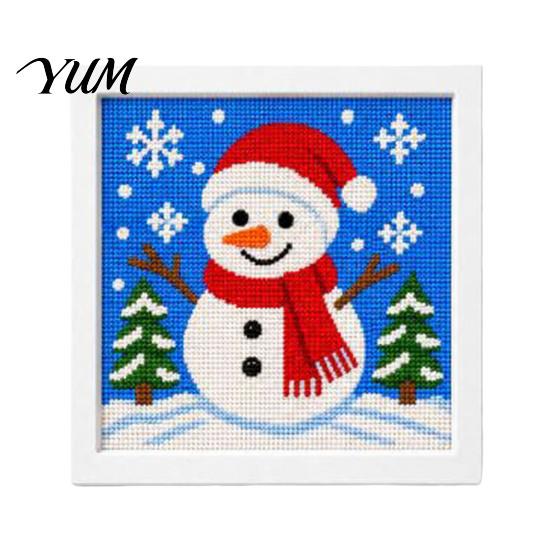 Handmade Christmas Present DIY Needlepoint Kit, Holiday Cross Stitch Santa Snowman Elk Patterns, Theme Beginners Needlework Craft Kit for Adults