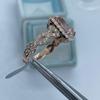 Gorgeous Rose Gold Color Inlaid Champagne CZ Women's Ring Square Design Daily Wear Party Jewelry