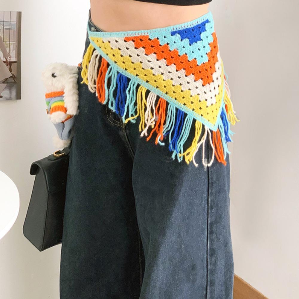 Cummerbund Ethnic Style Waist Band Bohemian Turban Apron Wrap Knitted Triangle Headscarf Summer
