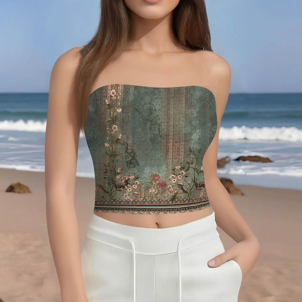 Crop Tops For Women Sexy Cami Tank Summer Tube Sleeveless Printed Camisole Shirt Vest