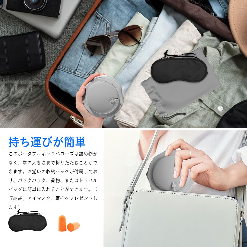 in OOOUSE Neck Pillow Upgraded Compact Manual Press Type Portable Pillow Easy to Carry Foldable Lightweight Sleeping in the Car Rest Office Neck