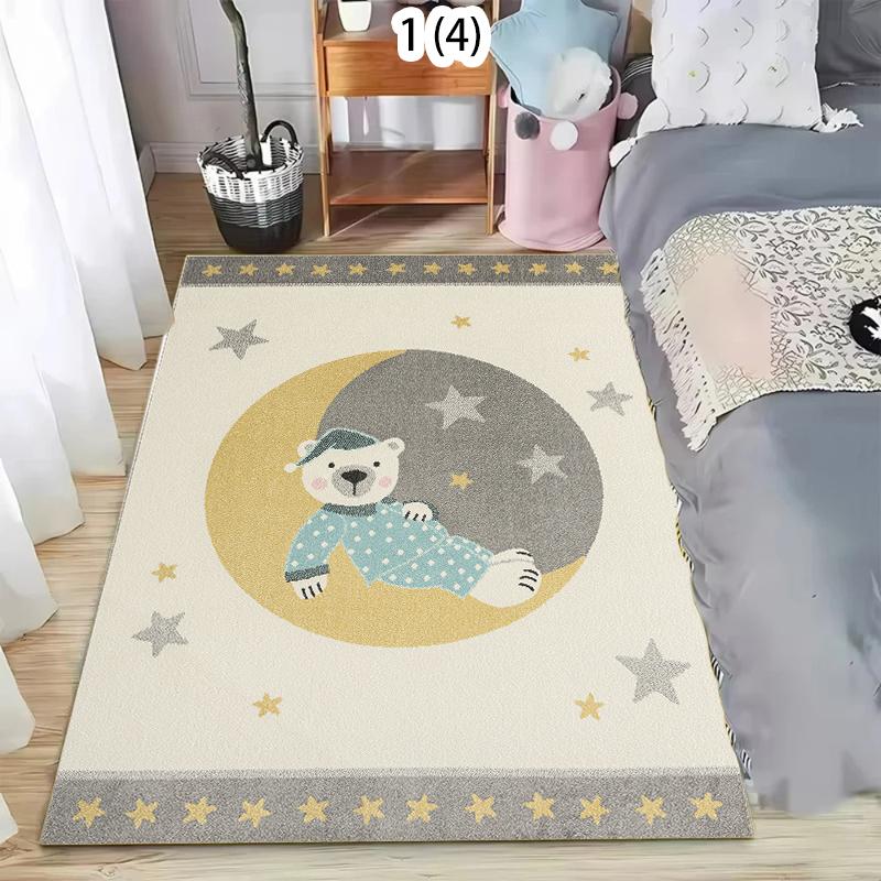 Adorable Kids Play Mat with Polar Bear Penguin Bird Design Washable Floor Rug for Toddler Room Nursery Decorative Carpet