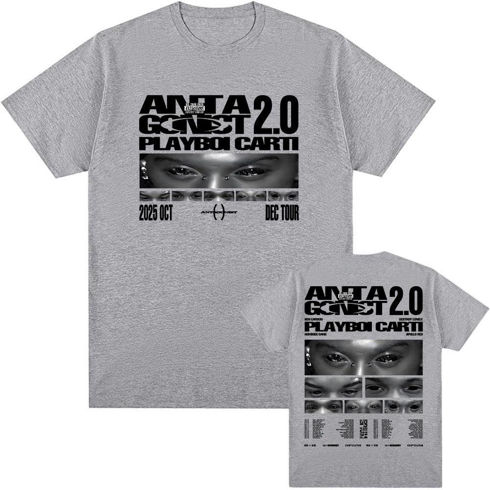 PLAYBOY CART ANTAGONIST TOUR Tshirt 2026 Summer Mens Tshirt Casual Fashion Singer Pattern Tshirt Printed Cotton Y2K Tshirt
