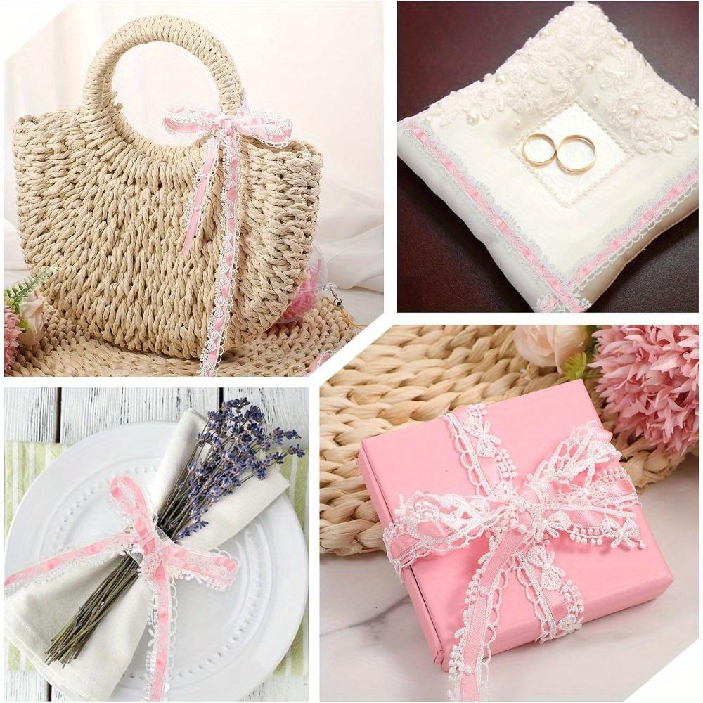 10 Yards Pink Lace Ribbon, Lace Trim Pink Tatting Ribbon for Costume Hat Photo Frame Crafts Wedding Bouquet Ornamentation Scrapbooking Decoration