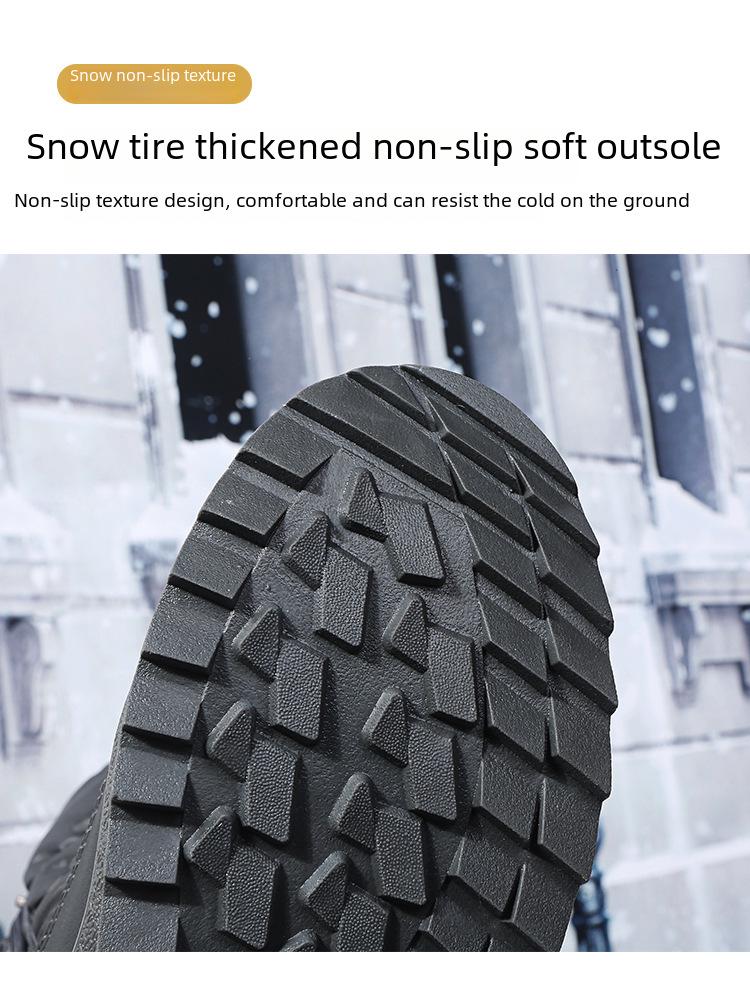 Женские камуфляжные ботинки средней высоты для снегоходов — круглый носок, толстая подошва, молния сбоку, бархат, большой размер.