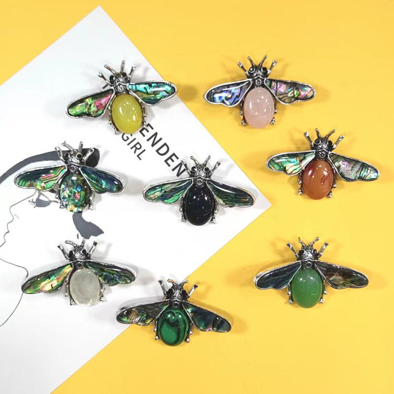 Shell Embedded Butterfly Brooch Pin Pendant With Fashionable Purple Crystal For Women And Men