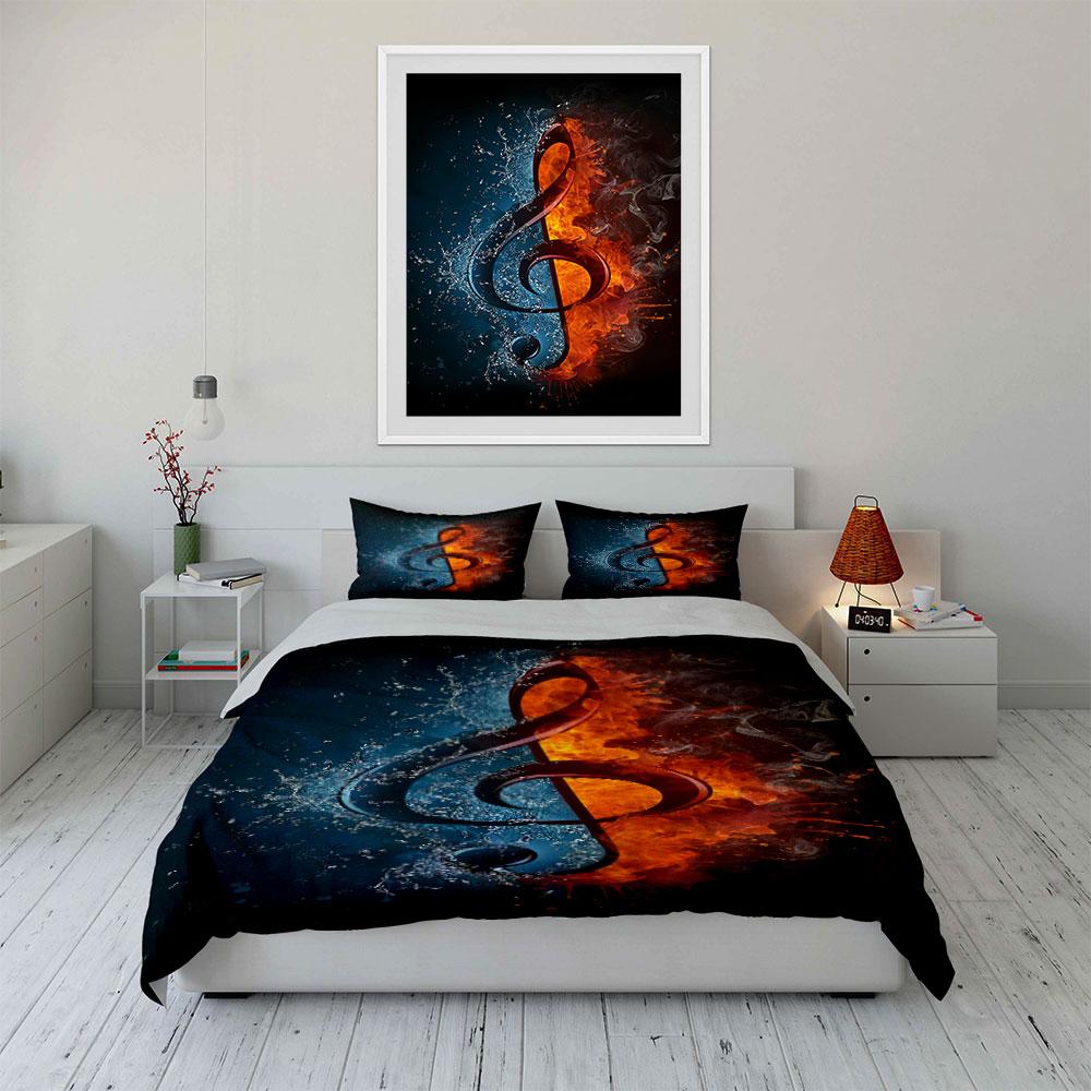 Fiery treble clef design. Bedding sets Duvet cover sets Duvet covers Pillowcases(1 * Duvet Cover 2 * Pillowcases without duvet insert)