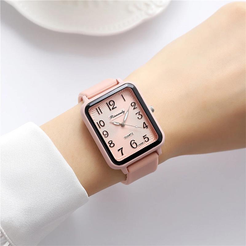 New Silicone Fashion Simple Quartz Wristwatches Female Clock Women Watch Qualities Black Couple Square Women Watches Quartz Watch White Bracelet
