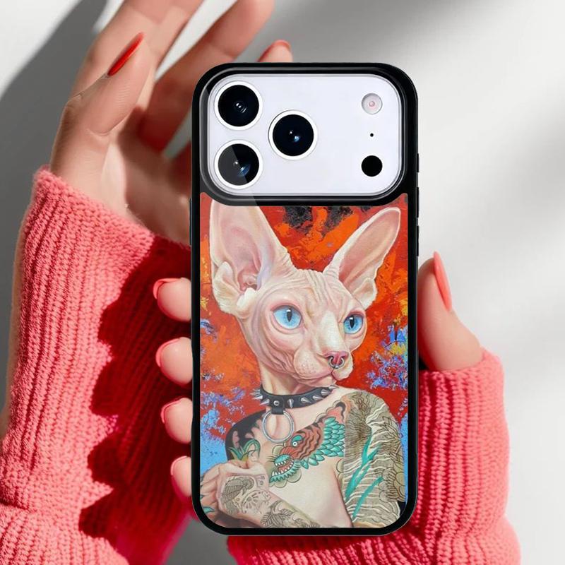 Чехол для телефона с татуировкой Кошка-Сфинкс для iPhone 17 Air 16e 15 14 13 Pro Max Задняя крышка для 12 11 Pro Coque