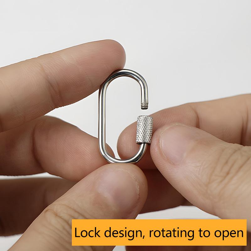 Овальный карабин с винтовой муфтой из нержавеющей стали 304, брелок для ключей, мини-пряжка для рюкзака для бутылки с водой, легкая подвесная пряжка
