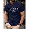 Летняя мужская 100% чистый хлопок повседневная свободная большого размера французская футболка с принтом спортивная удобная с круглым вырезом и коротким рукавом
