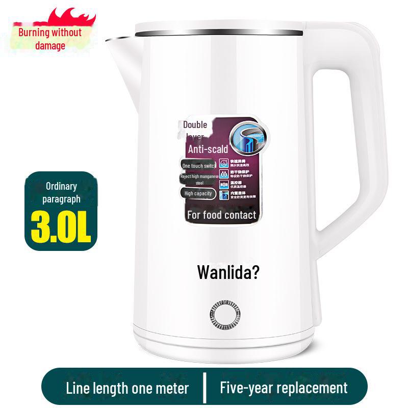 Электрический чайник Wanlida объемом 3 л из нержавеющей стали с изоляцией для домашнего использования