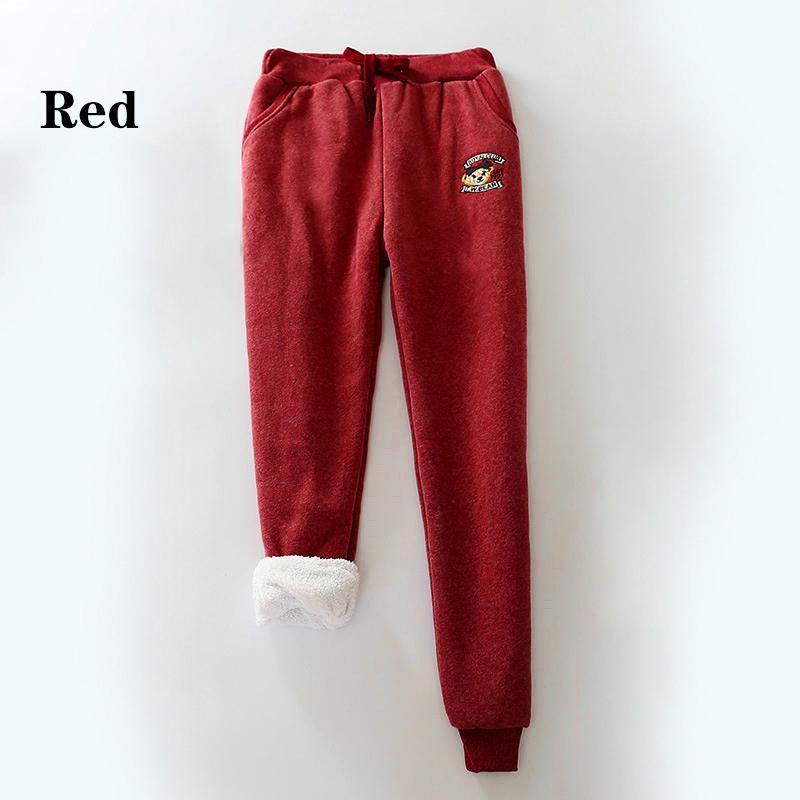 Women Black Grey Plus Size Sweatpants Winter Embroidery Casual Pants Fleece Lined Velvet Warm