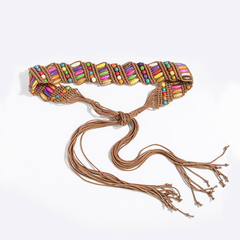 Bohemian Resort Waist Belt With Handmade Beaded Weaving For Womens Style Summer