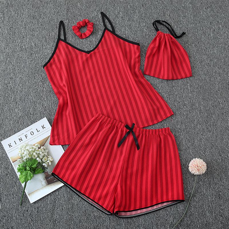 Комплект хлопковой пижамы для парного ношения родитель-ребенок - Женская майка и шорты с детской домашней одеждой из 7 предметов.