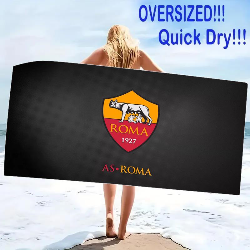 Пляжное полотенце с принтом AS Roma, Большое мягкое быстросохнущее полотенце для пляжа, кемпинга, плавания