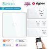 BSEED Zigbee 1/2/3-клавишные световые сенсорные выключатели, двойной умный выключатель, управление голосом и через приложение, плюс обычные розетки USBC EU с быстрой зарядкой 20 Вт