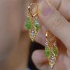 Модные блестящие серьги-подвески из зеленого листа с цирконием для женщин и девочек, корейские элегантные серьги-гвоздики, ювелирные изделия в подарок