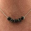 Stones and Minerals. Necklace 5 Beads Tourmaline Schorl from Brazil 8 Mm Steel Chain Necklace for Women, Men. Customizable Size