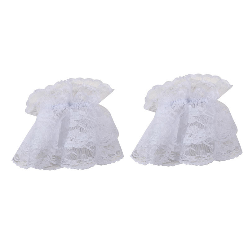 1 Pair Detachable Wrist Cuffs Sweet Floral Ruffled Elastic Hand Sleeve Black White Fake Cuffs Wristband Accessories