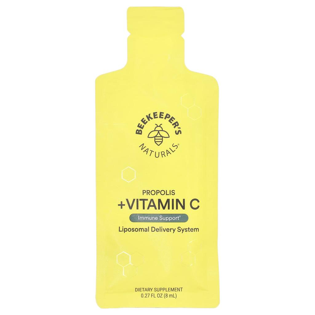 Beekeeper'S Naturals, Propolis + Vitamin C, 12 Packets, 8 Ml (0.27 Fl Oz) Each