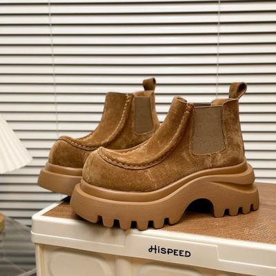 Женские ботильоны на плоской платформе, повседневные замшевые зимние спортивные туфли для платья, новые ботинки 2025, дизайнерские готические женские ботинки челси