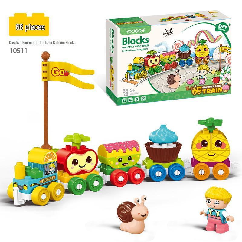 Набор из 50 детских блоков-пазлов в виде поезда с цифрами и ведром для хранения