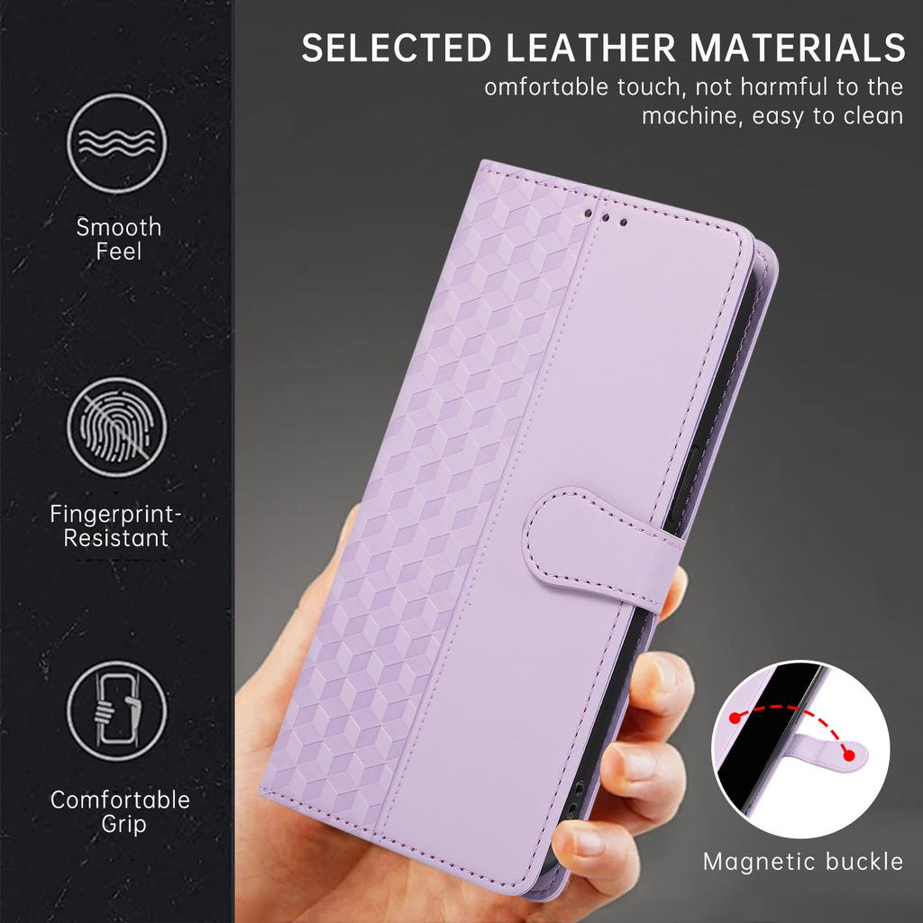 For Samsung Galaxy A36 5G Case 3D Rhombus Grid Imprinted Wallet Leather Phone Cover with Lanyard