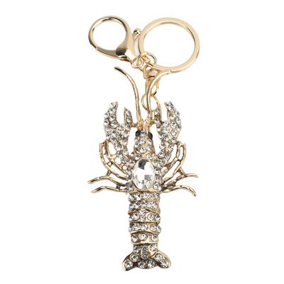 Брелок-лобстер со стразами, цинковый сплав, блестящий, сверкающий, аксессуар для сумки для женщин, девушек, белый