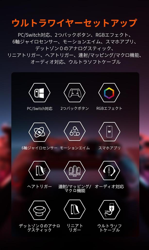 Проводной контроллер BIGBIG WON для ПК с задним переключателем, проводной макрос, оснащенный гироскопом TURBO HD, совместимый с органической японской инструкцией