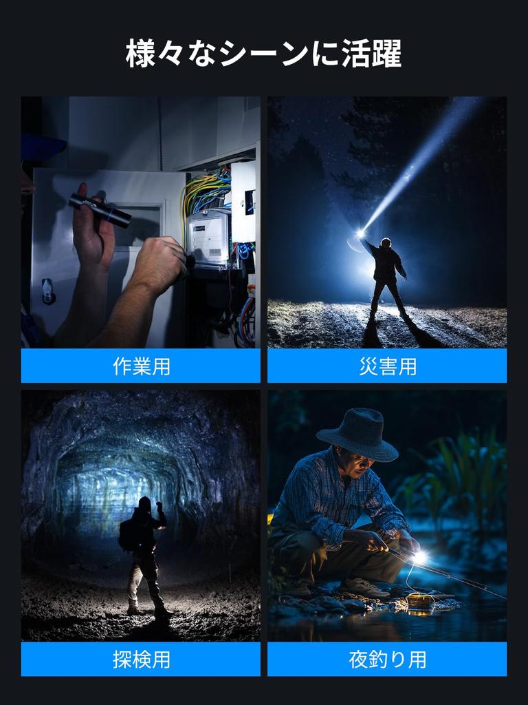 Улыбающаяся акула F1 LED Hand Высокая яркость 4 режима зума Изготовлен из абразивного материала Легко использовать на открытом воздухе в горах Ночь стихийных бедствий Аварийная ситуация Японское руководство по эксплуатации