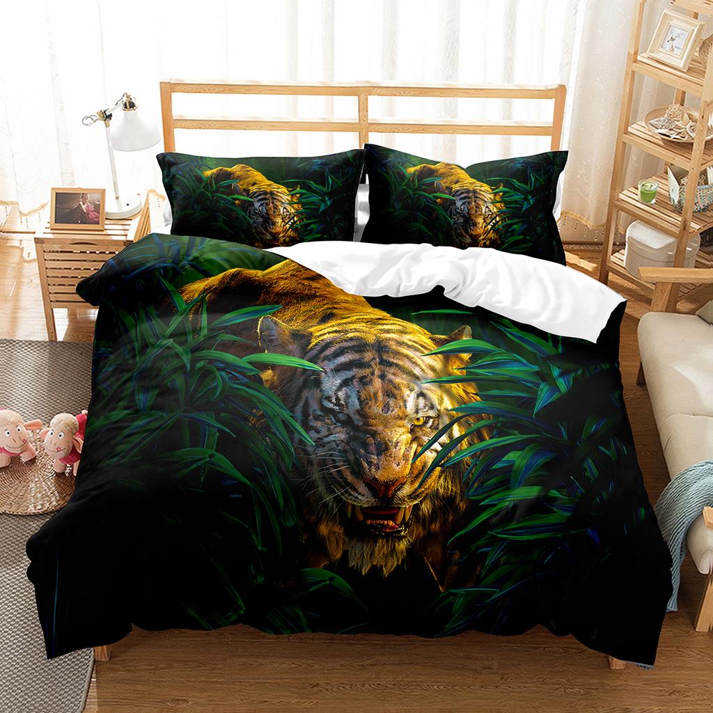 Green Jungle Theme King Queen Full Duvet Cover Forest Trees Bedding Set Natural Landscape Quilt Cover Polyester Comforter Cover
