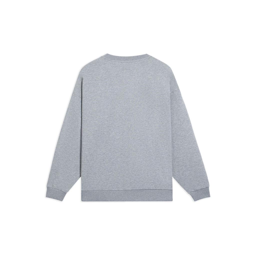 Li-Ning Graffiti Logo Embroidered Crew Neck Sweatshirt Unisex Tops Floral-Grey AWDSF75-5