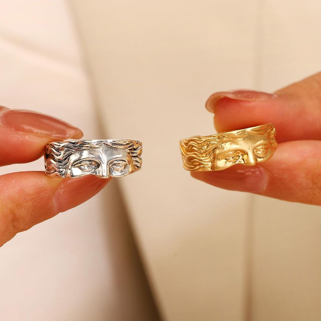 Элегантное кольцо-скульптура Венеры, модные открытые кольца с половиной лица, ювелирные изделия для женщин, регулируемый винтажный аксессуар