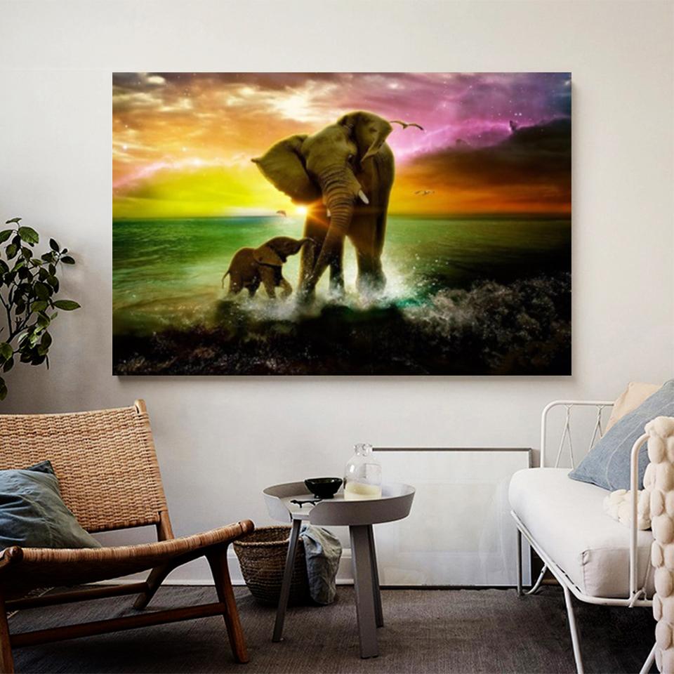 5D DIY Diamond Painting Animal Elephant Rhinestone Picture Full Diamond Embroidered Elephant Mosaic Art Furniture Decoration