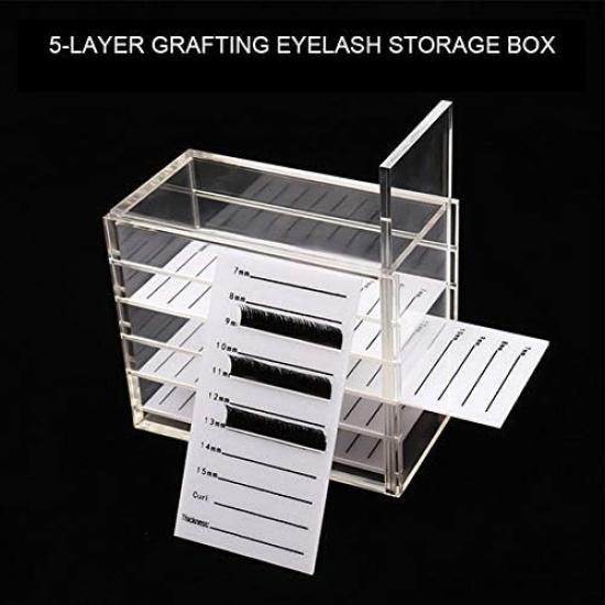 Acrylic Cosmetic Storage Makeup Organizer Clear Eyelash Storage Box Eyelashes Glue Pallet Holders 5 Layers Grafting Eyelash Extension Tool