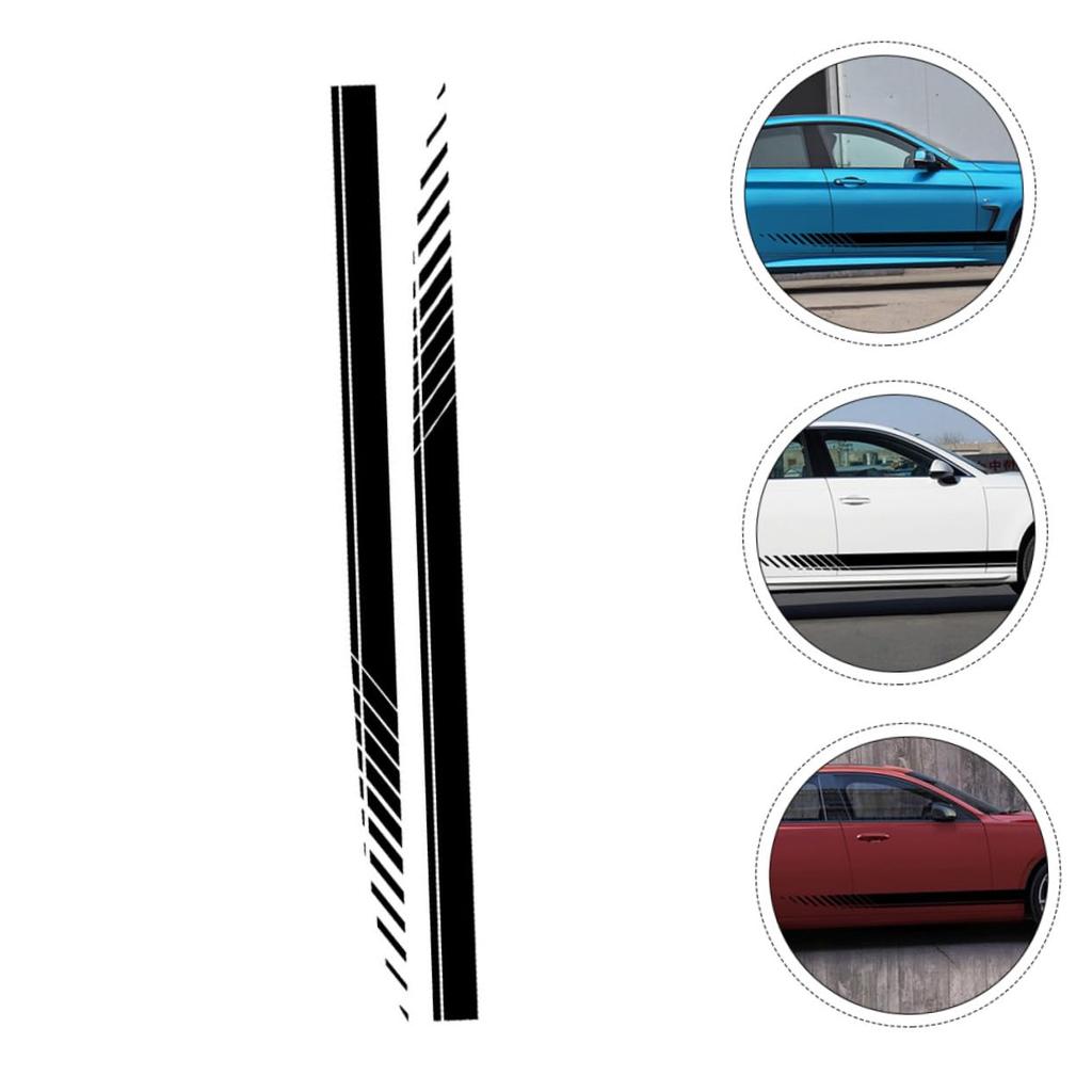 Наклейка на бок автомобиля POPETPOP, 190x9см, Универсальная спортивная гоночная полоса, Черная, Легкая и компактная, для украшения автомобиля