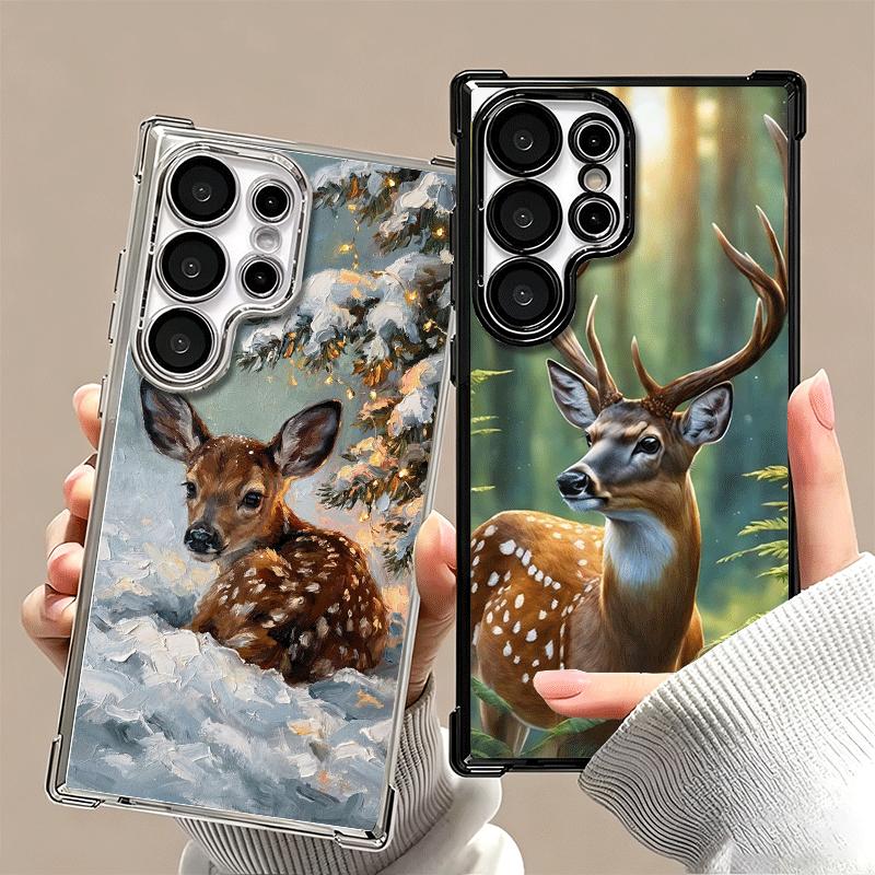 Чехол для телефона с покрытием в виде животного - Олень Сика, Лось - Для Samsung Galaxy S24 S25 FE S26 Edge S23 Ultra S22 S21 Plus S20 - Противоударный с подушкой безопасности
