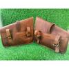 Combo Brown Vintage Leather 3 Saddle Bag Motorcycle Swing Arm Storage Tool Pouch