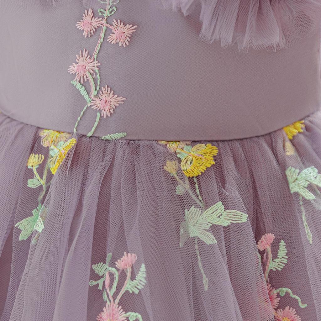 Платье принцессы с рукавами-фонариками и цветочным узором - Свадебная и парадная одежда для выступлений