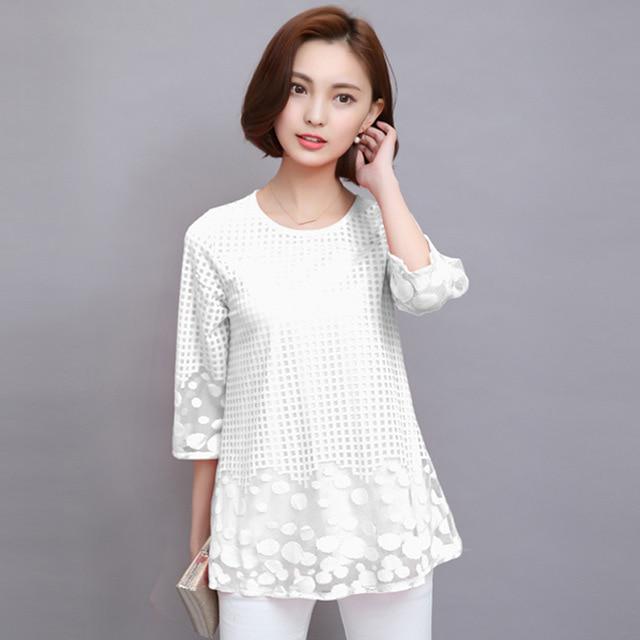 M-5XL женская летняя блузка рубашка шифоновые женские топы новые модные женские блузки размера плюс 4xl Blusas белые, красные, черные кружевные