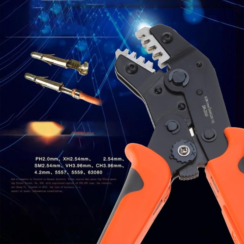 Crimping Tool for Non-Insulated Open Barrels Terminals Receptacles,AWG28-18 Ratchet Wire Crimper Tool,SN-2549